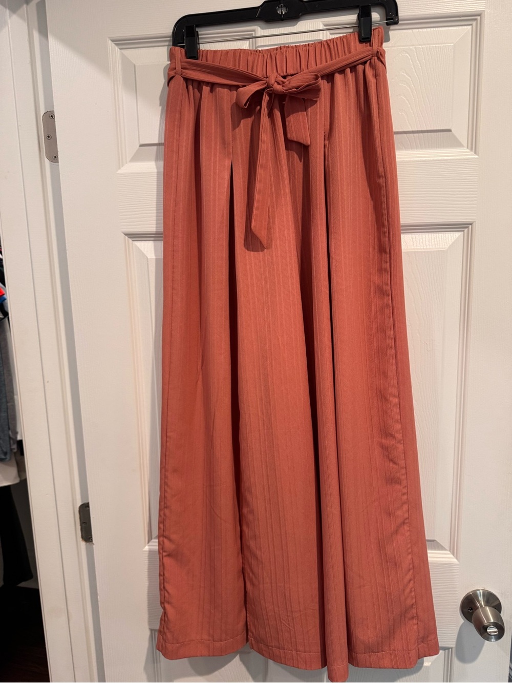 Women’s Wide-Leg Paperbag Skirt with Tie Waist - Rust
